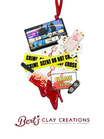 • 	polymer clay crime scene ornament
• 	handmade CSI Christmas decoration
• 	custom TV show ornament
• 	popcorn and crime scene clay art
• 	funny forensic holiday ornament
• 	personalized crime drama keepsake
• 	Bert’s Clay Creations ornament
• 	true crime fan Christmas gift
• 	detective themed ornament
• 	clay TV and popcorn ornament